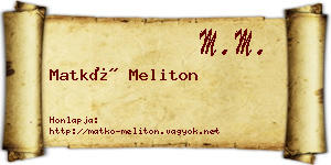 Matkó Meliton névjegykártya